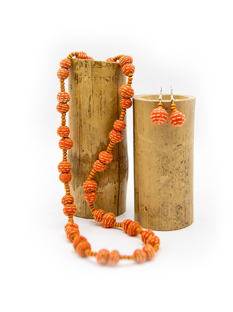 Nokshi Necklace Set - Orange