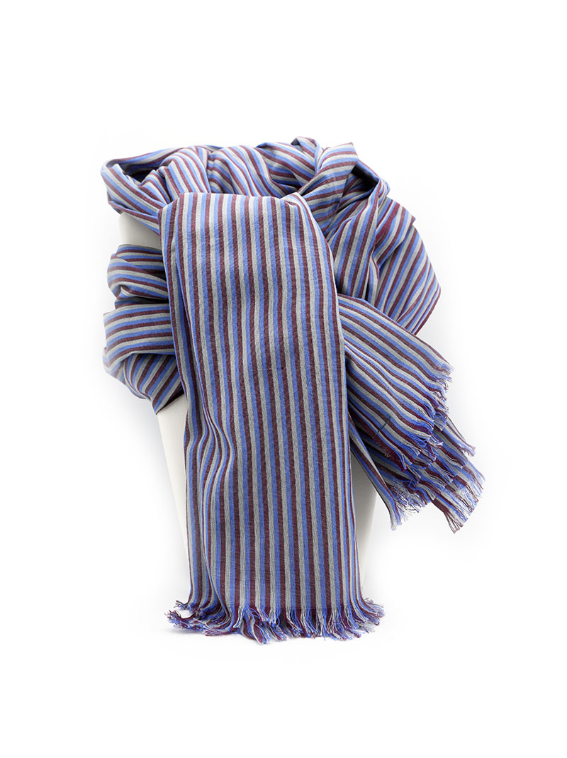 Cotton - Weave Stripe - Maroon & Blue