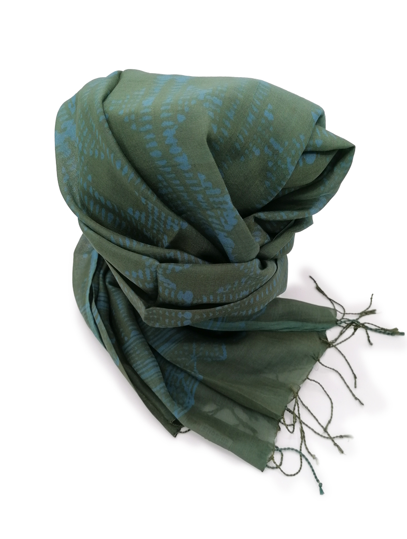 Half-Silk-Double-Dye-Green, Blue with Tassels