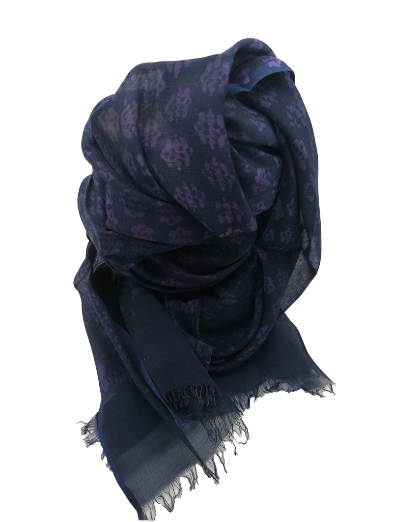 Half-Silk-Double-Dye-Dark Blue, Purple with Fringes