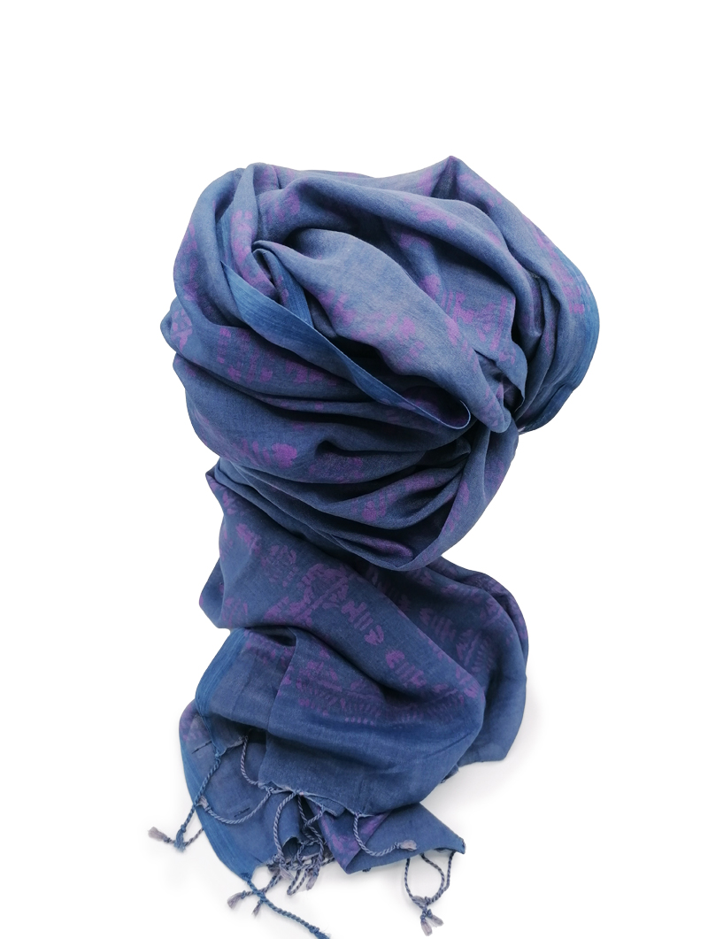 Half-Silk-Double Dye-Blue, Purple with Tassels