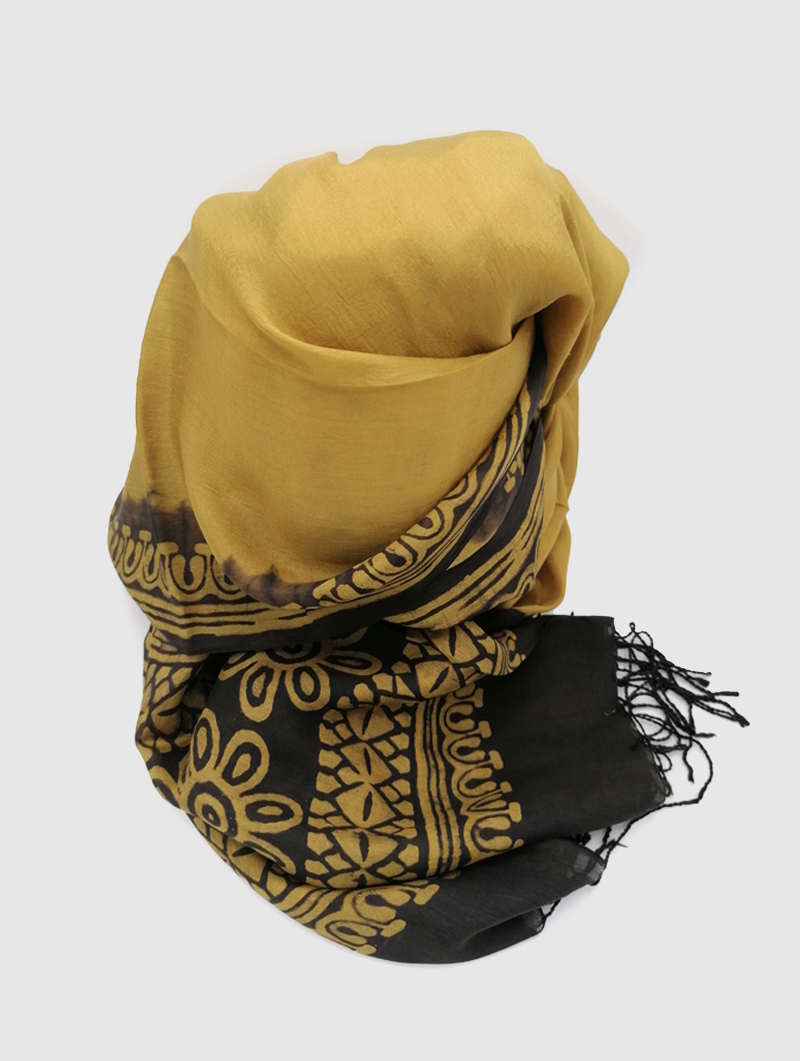 Silk-Double Dye-Dark Brown, Yellow with Tassels