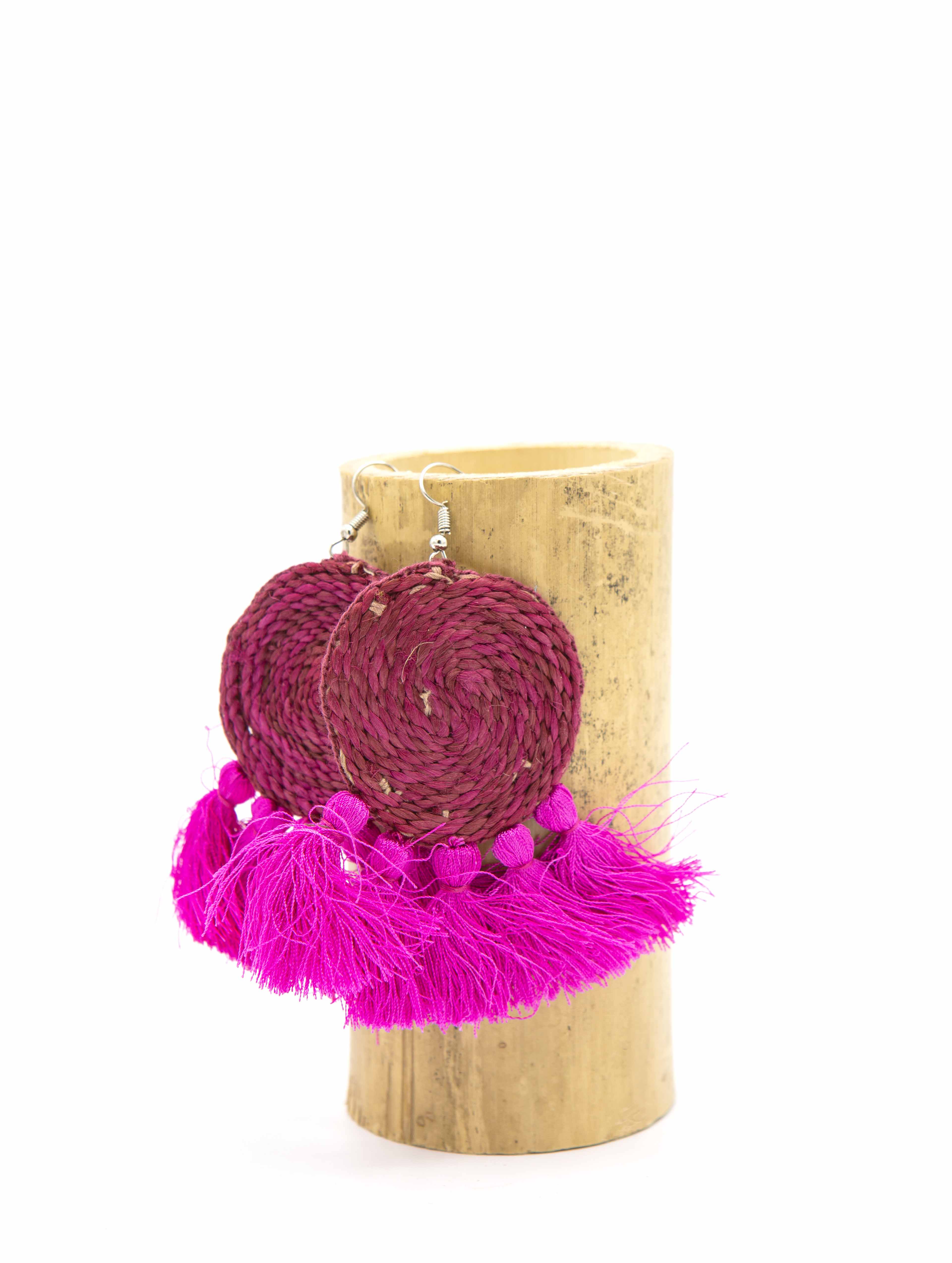 Jute earrings - Magenta