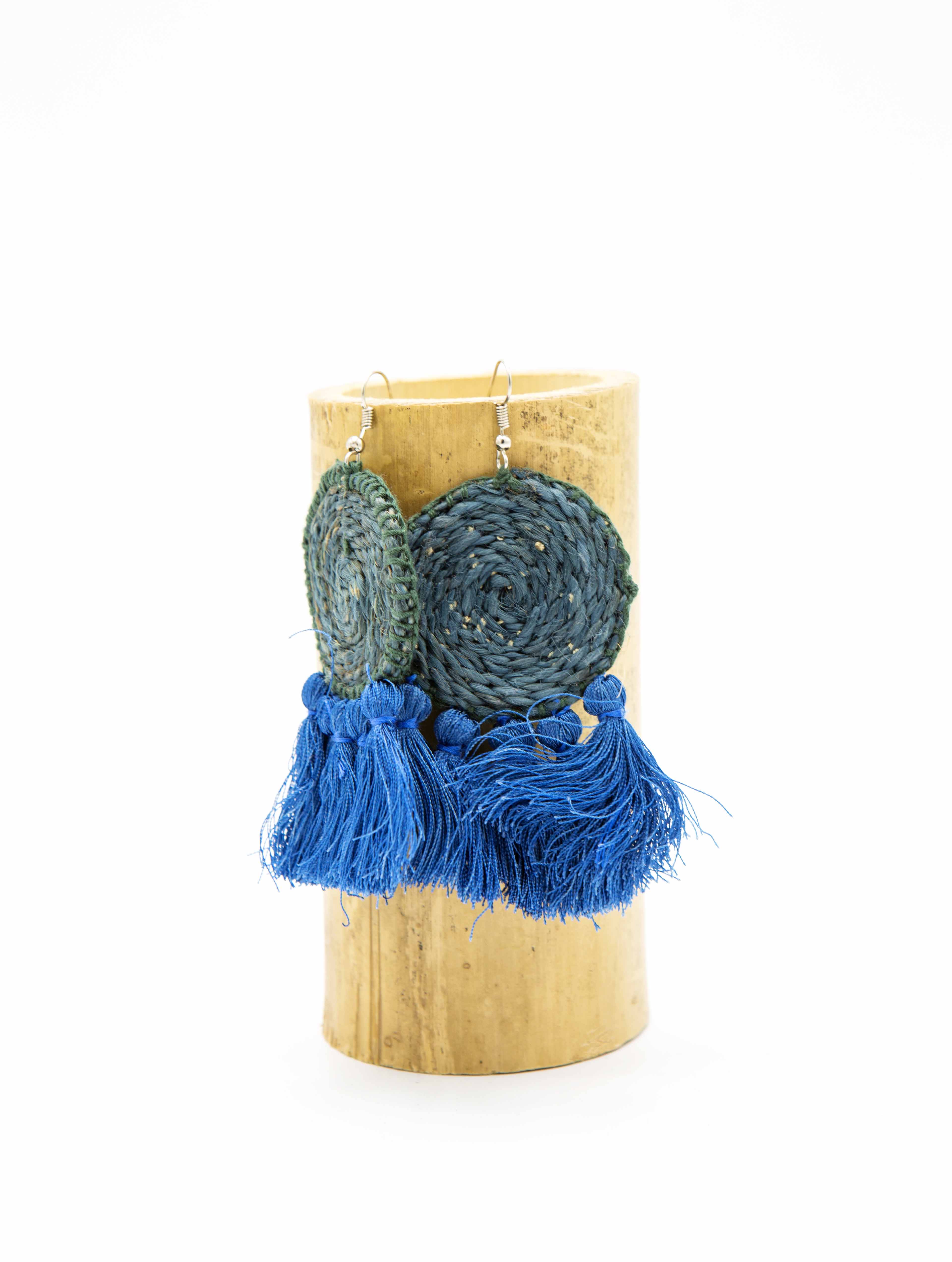 Jute earrings - Blue