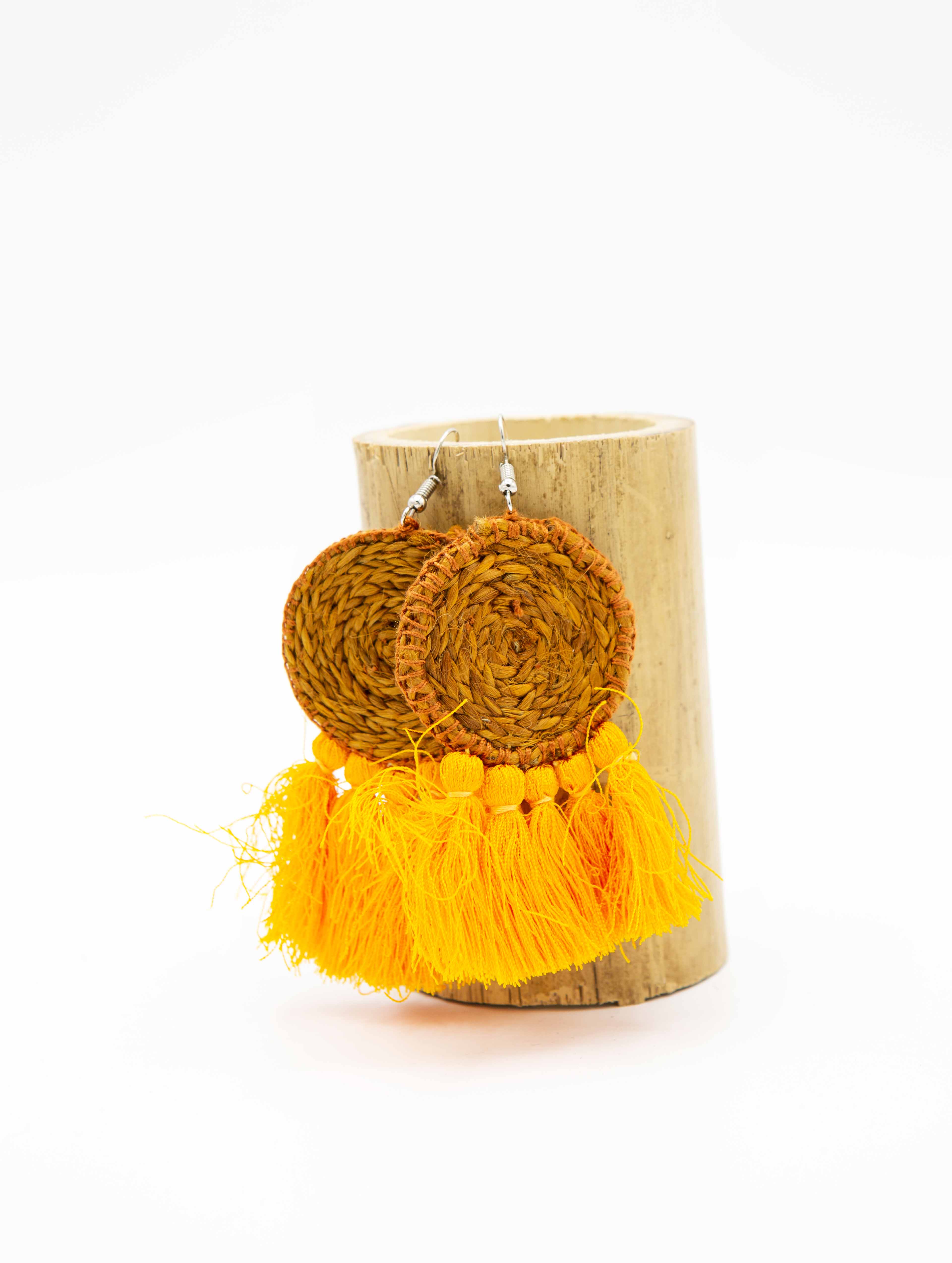 Jute earrings - Yellow