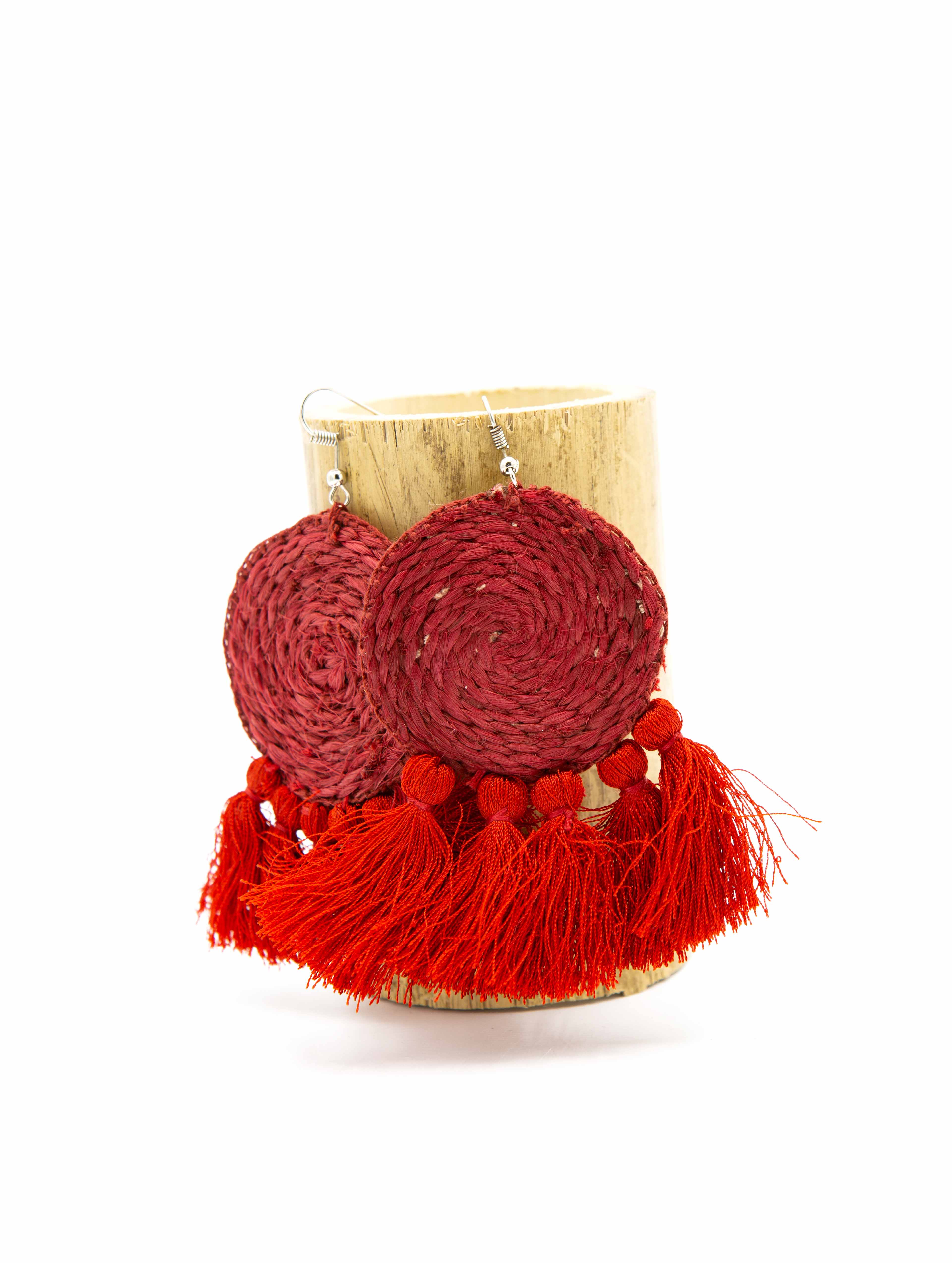 Jute earrings - Red