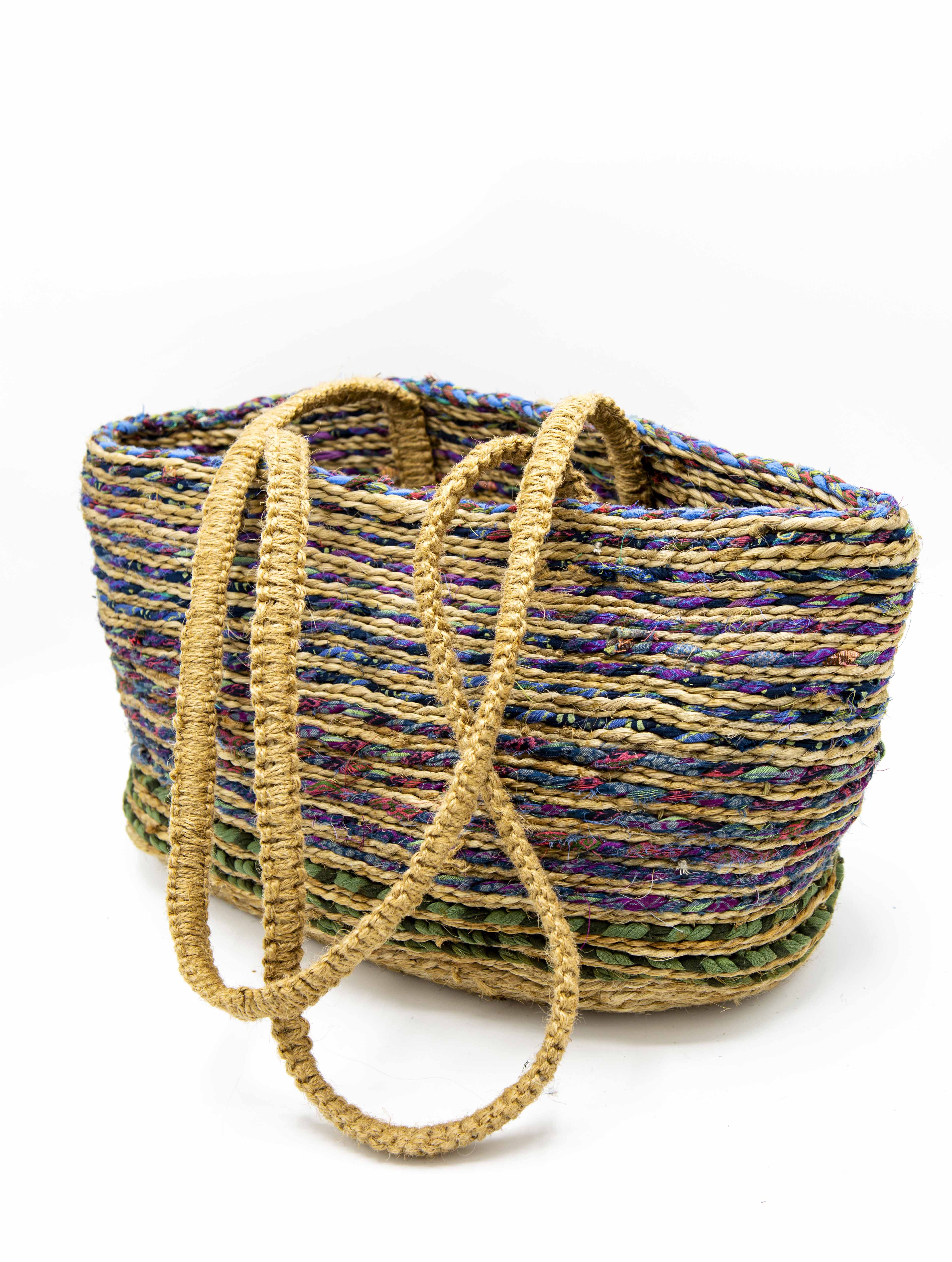 Jute basket - Blue, Violet