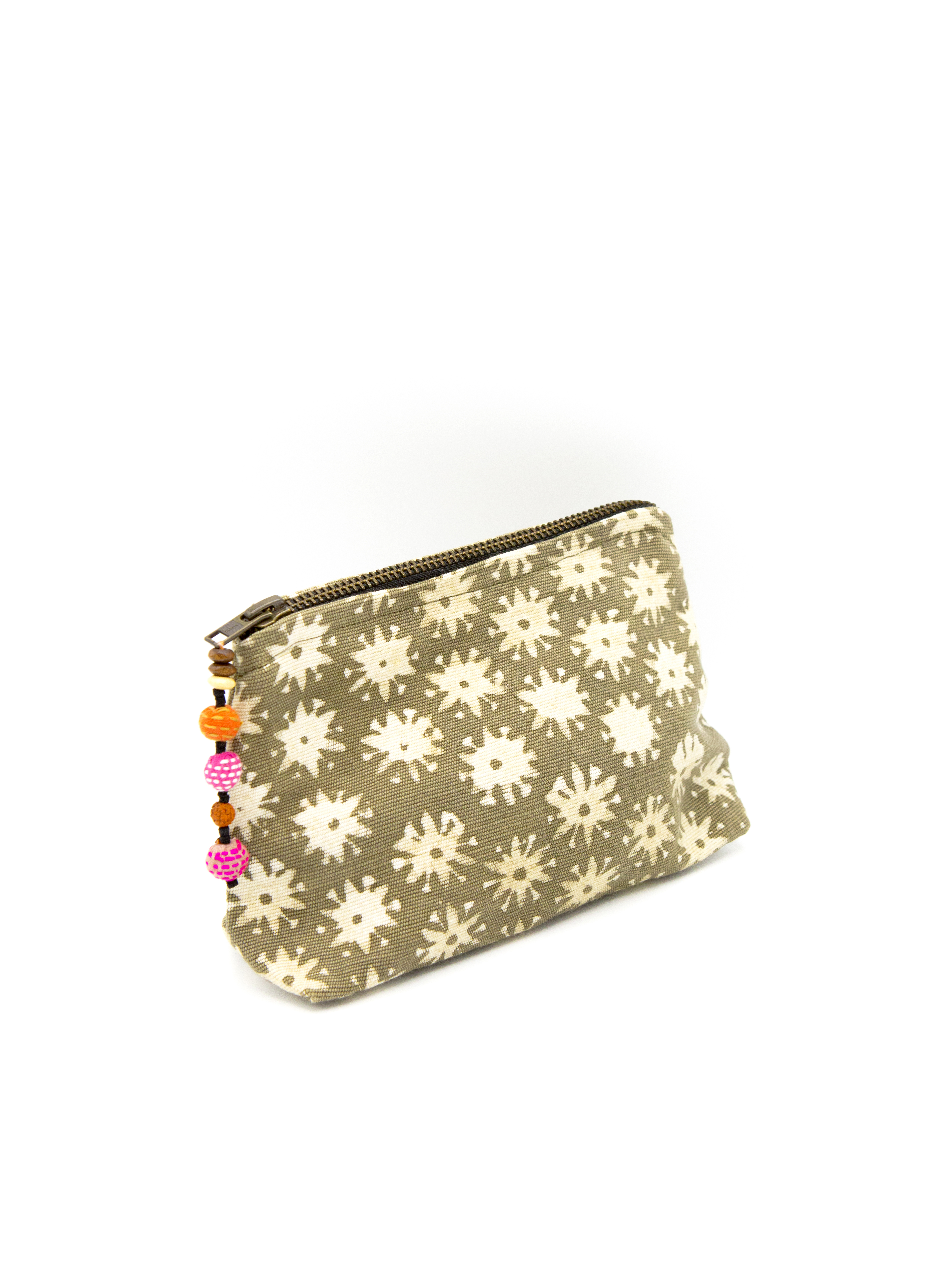 Beauty Bag S - Olive - Flowers