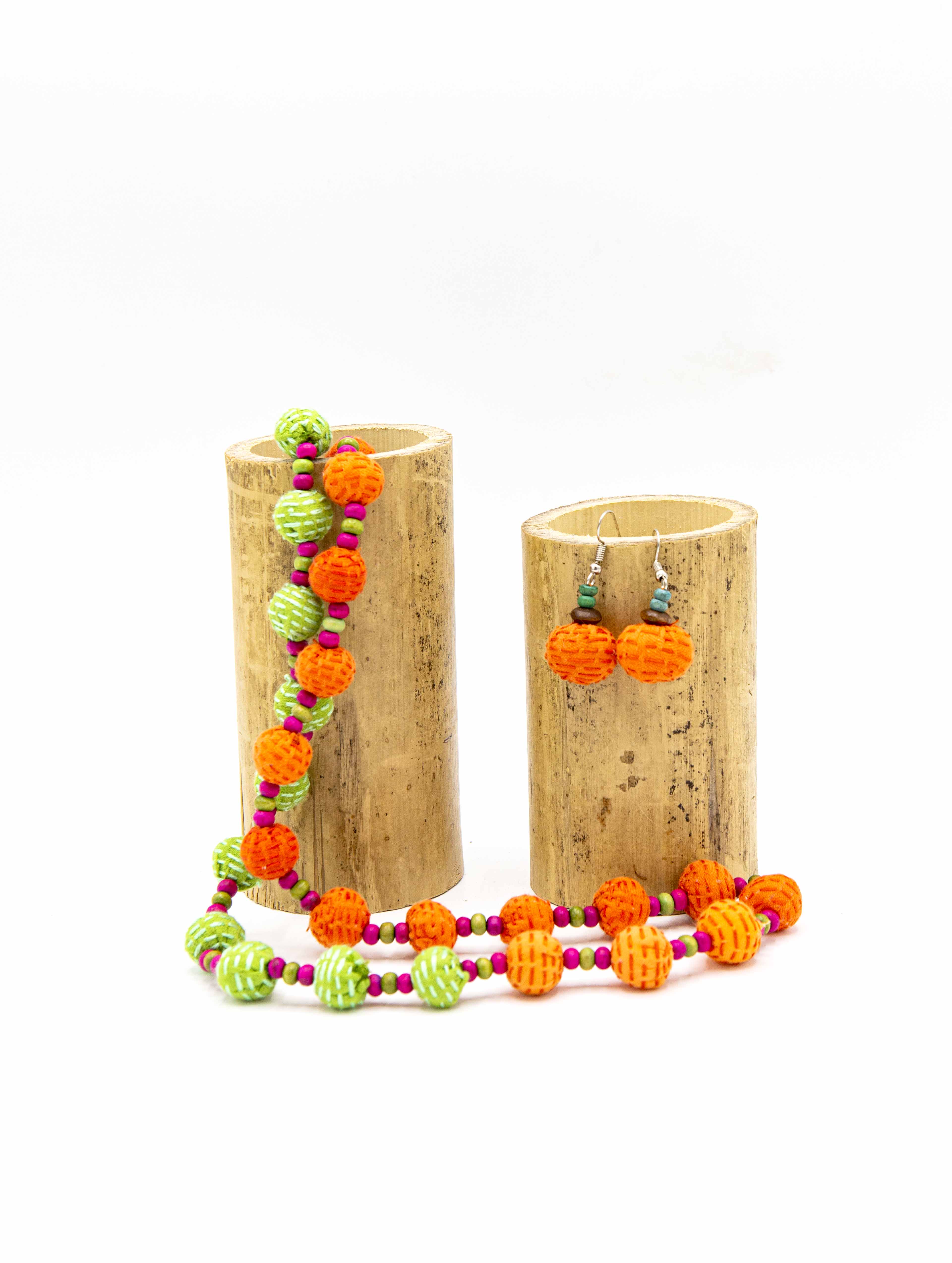 Nokshi Necklace Set - Green Orange